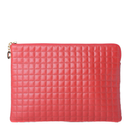 Celine Calfskin Quilted C Charm Pouch Red 1 of 10