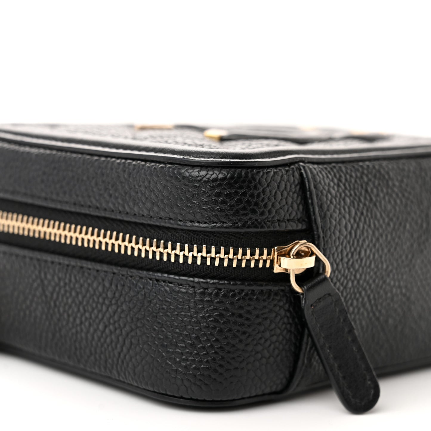 Caviar Quilted CC Filigree Vanity Clutch With Chain Black