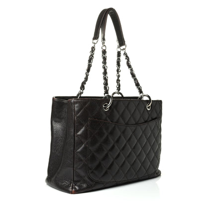 Chanel Caviar Quilted Grand Shopping Tote GST Dark Brown 3 of 9