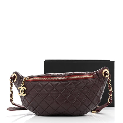 Chanel Calfskin Quilted Banane Waist Bag Fanny Pack Burgundy 13 of 13