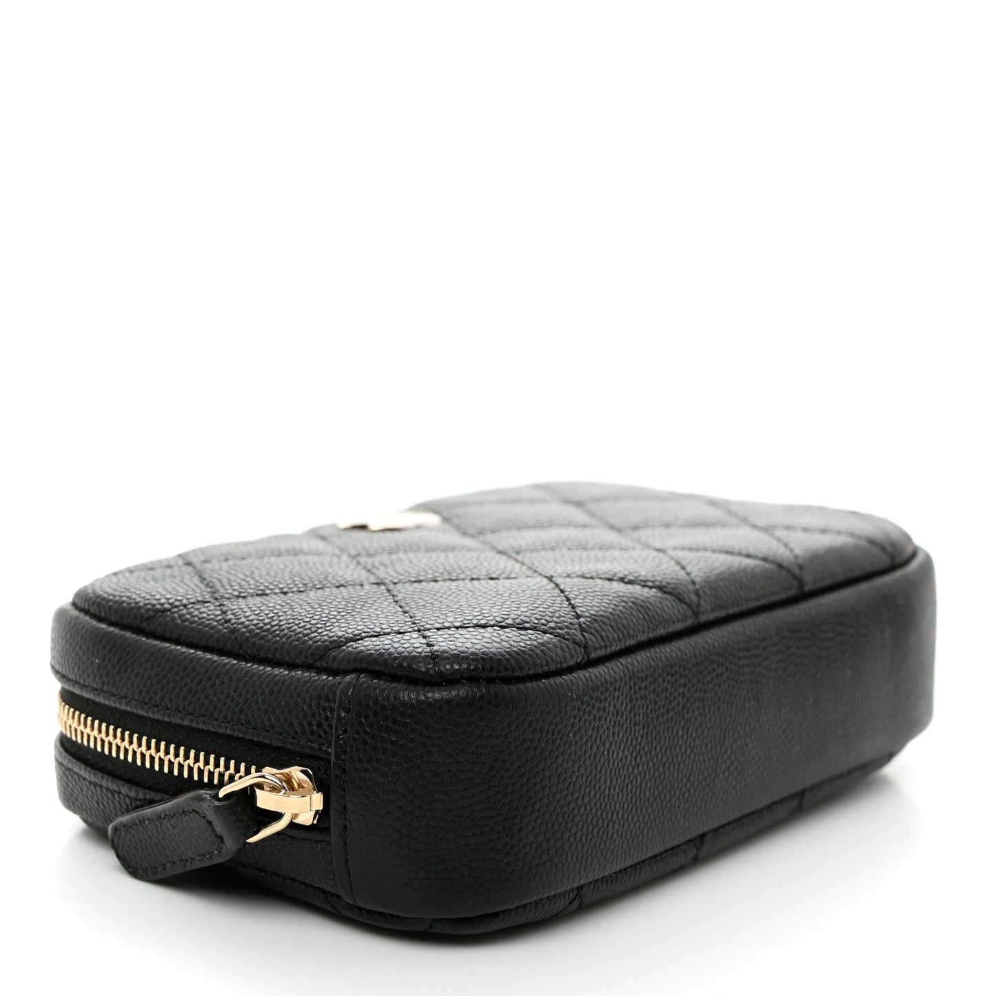 Caviar Quilted Small Curvy Pouch Cosmetic Case Black