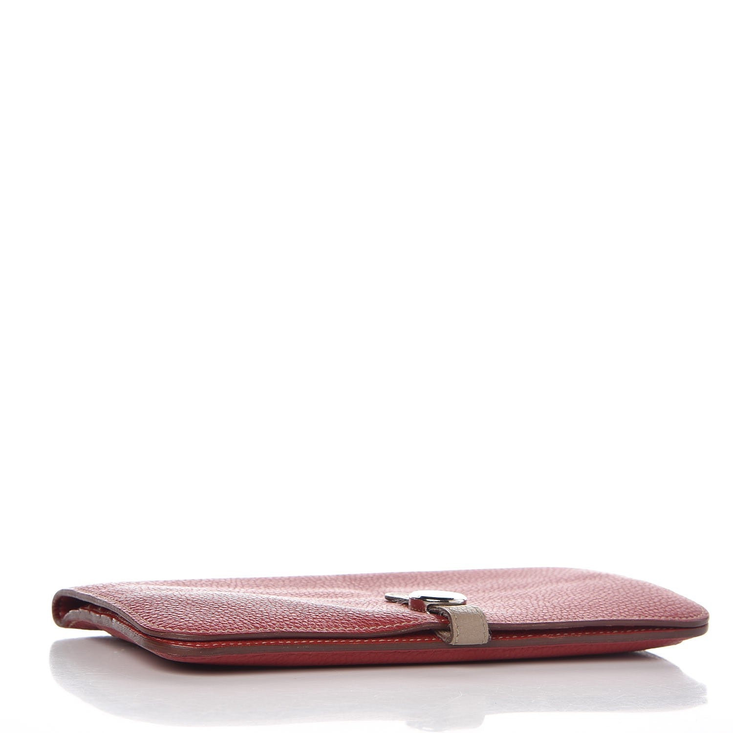 Hermes Taurillon Clemence Dogon Recto Verso Wallet Rouge Garance Etoupe 4 of 10