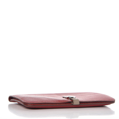 Hermes Taurillon Clemence Dogon Recto Verso Wallet Rouge Garance Etoupe 4 of 10