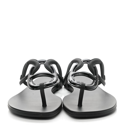 Hermes Rubber Womens Egerie Sandals 41 Black 2 of 8