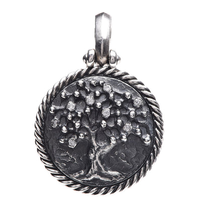 David Yurman Sterling Silver Diamond Cable Collectibles Tree of Life Amulet Pendant 1 of 5