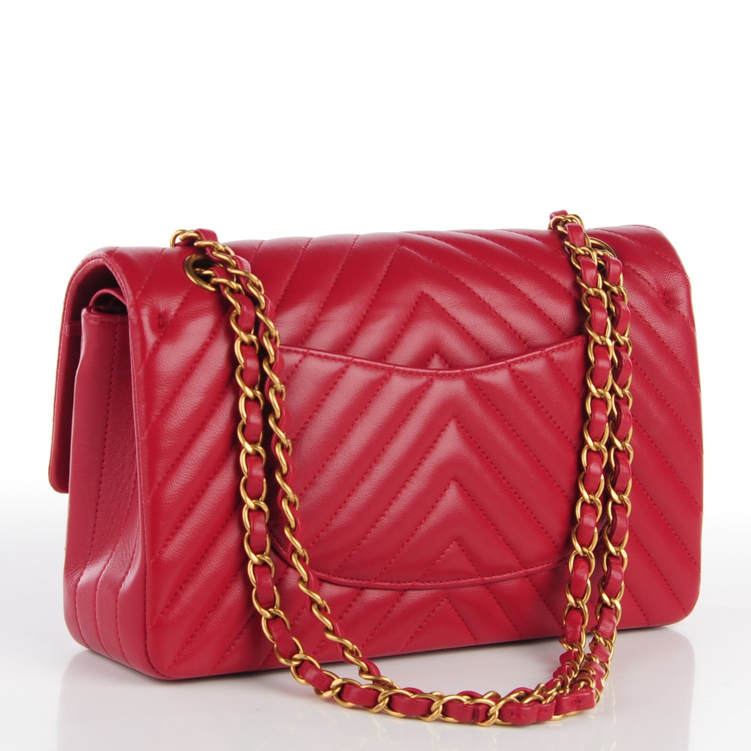 Chanel Lambskin Chevron Medium Double Flap Dark Red 4 of 9