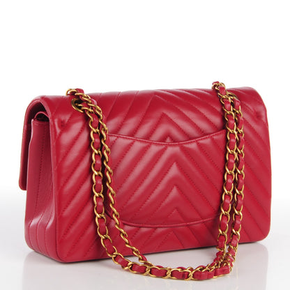 Chanel Lambskin Chevron Medium Double Flap Dark Red 4 of 9