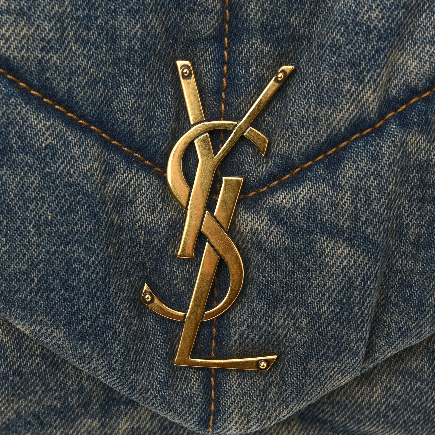 Saint Laurent Denim Quilted Small Loulou Puffer Monogram Chain Satchel Blue Cinnamon 11 of 11