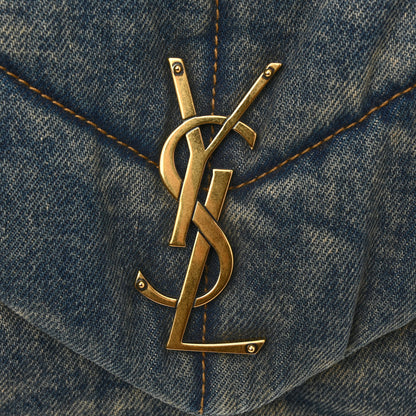 Saint Laurent Denim Quilted Small Loulou Puffer Monogram Chain Satchel Blue Cinnamon 11 of 11