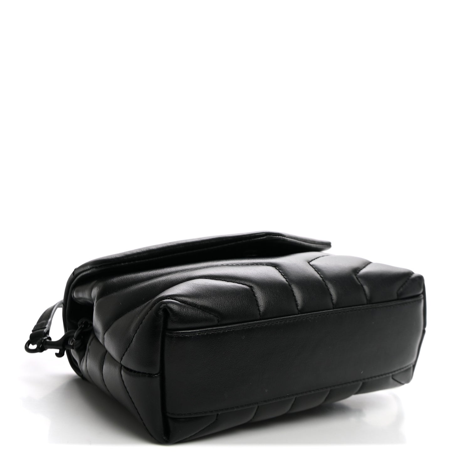 Calfskin Y Quilted Monogram Monochrome Toy Loulou Crossbody Bag Black
