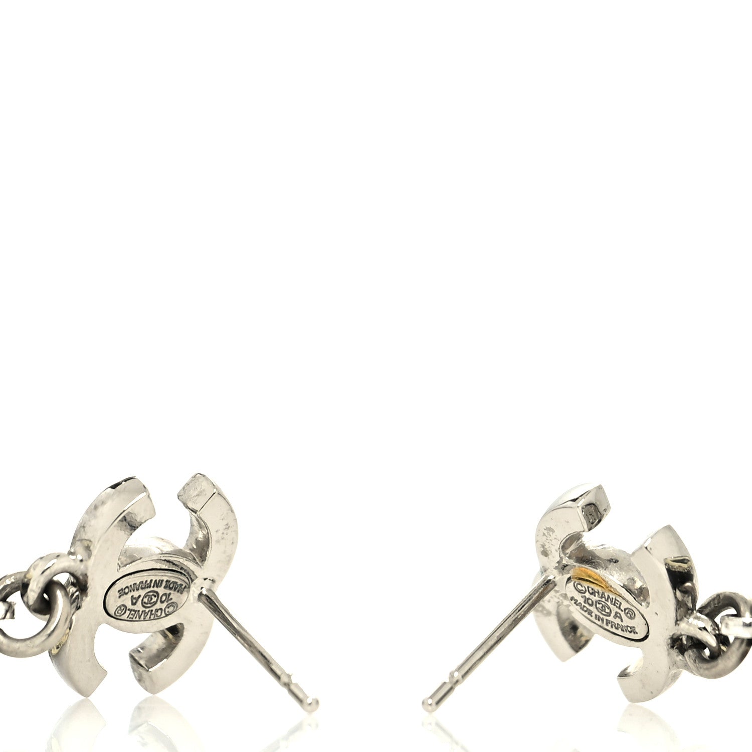 Chanel Resin Crystal CC Bow Drop Earrings Black Silver 3 of 4