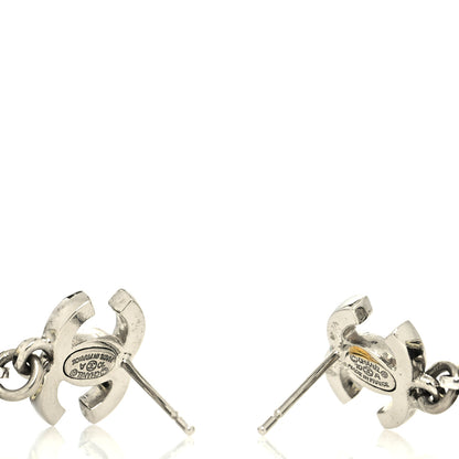 Chanel Resin Crystal CC Bow Drop Earrings Black Silver 3 of 4