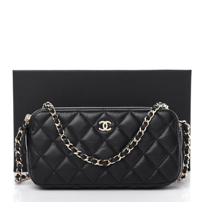Chanel Lambskin Quilted Small Clutch With Chain Black 15 of 15