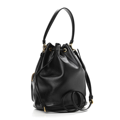 Prada Glace Calfskin Embossed Secchiello Bucket Bag Black 3 of 9