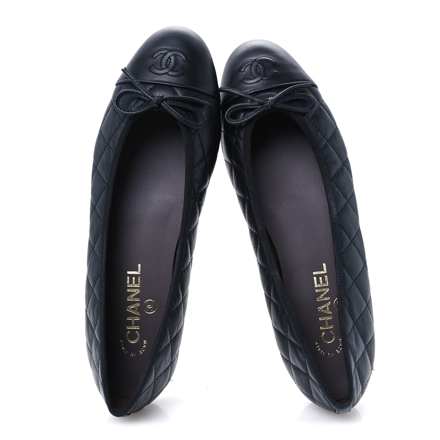 Chanel Aged Calfskin Quilted CC Cap Toe Ballerina Flats 40 Black 2 of 10