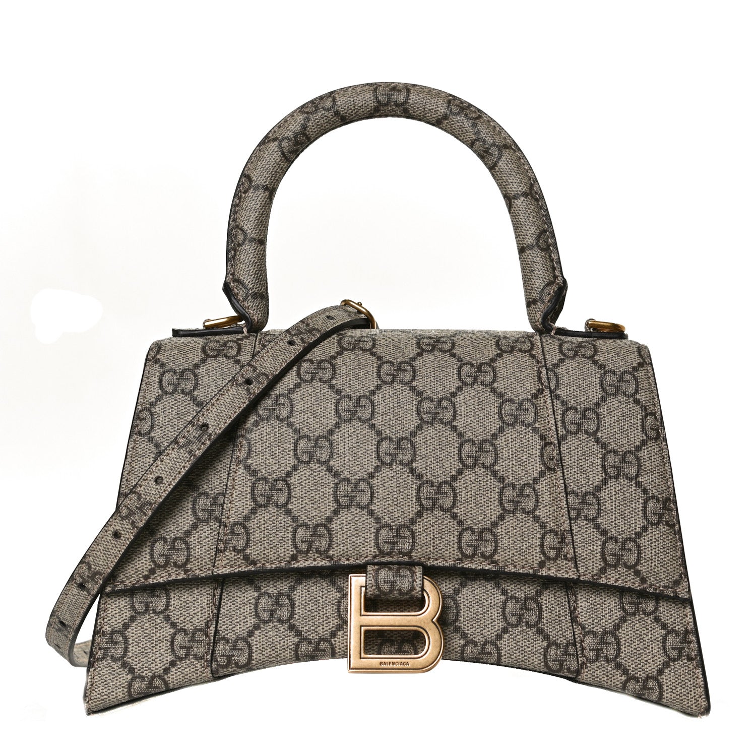 Balenciaga X GUCCI GG Supreme Monogram Small Hourglass Top Handle Bag Beige Ebony 1 of 13