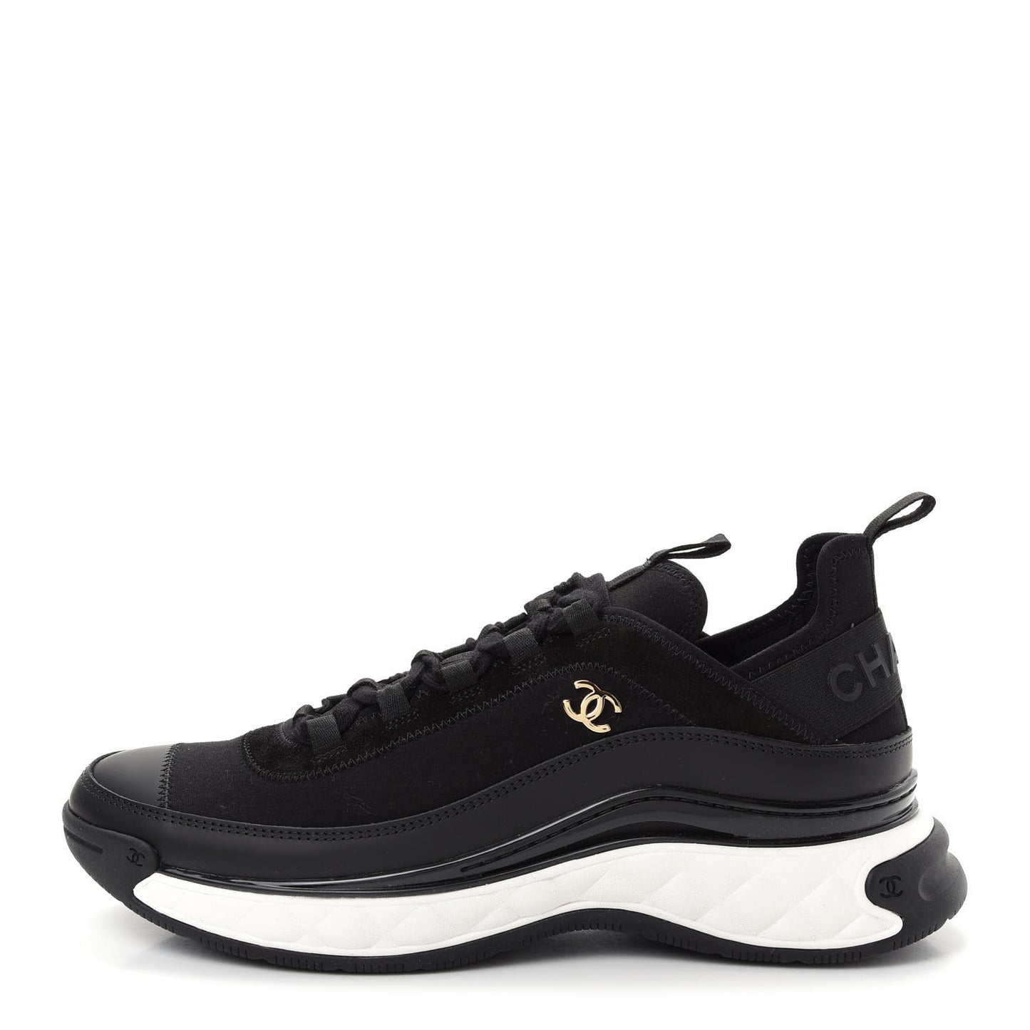 Velvet Calfskin Mixed Fibers CC Sneakers 41.5 Black
