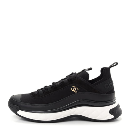Chanel Velvet Calfskin Mixed Fibers CC Sneakers 41.5 Black 1 of 11