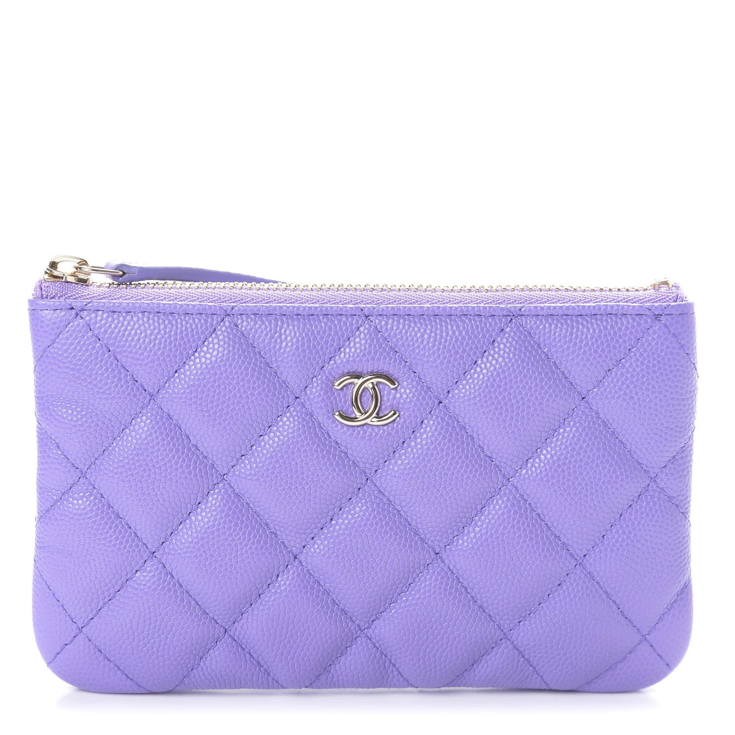 Caviar Quilted Small Cosmetic Case Purple