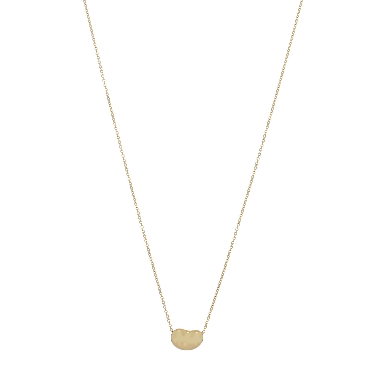 Tiffany 18K Yellow Gold 12mm Elsa Peretti Bean Pendant Necklace 1 of 4