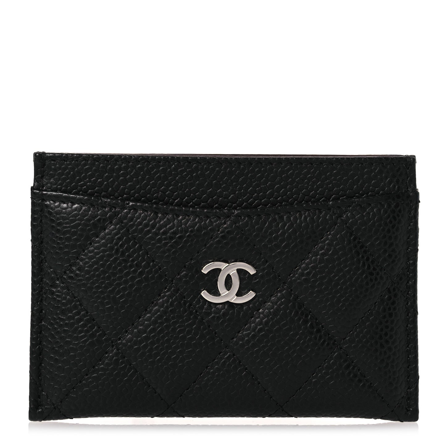 Caviar Quilted Card Holder Black