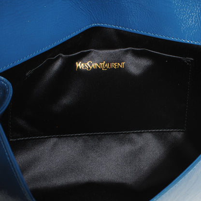 Saint Laurent Textured Patent Large Belle de Jour Clutch Cobalt Blue 5 of 7