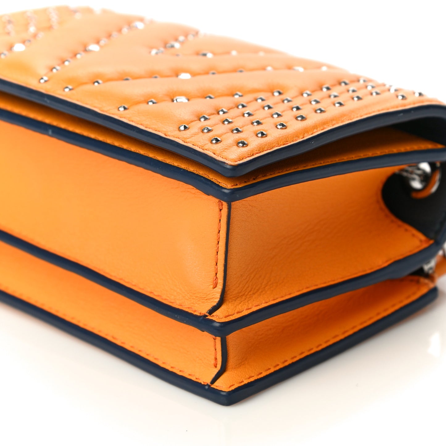 Lambskin Diamond Disco Mini Flap Crossbody Bag Orange