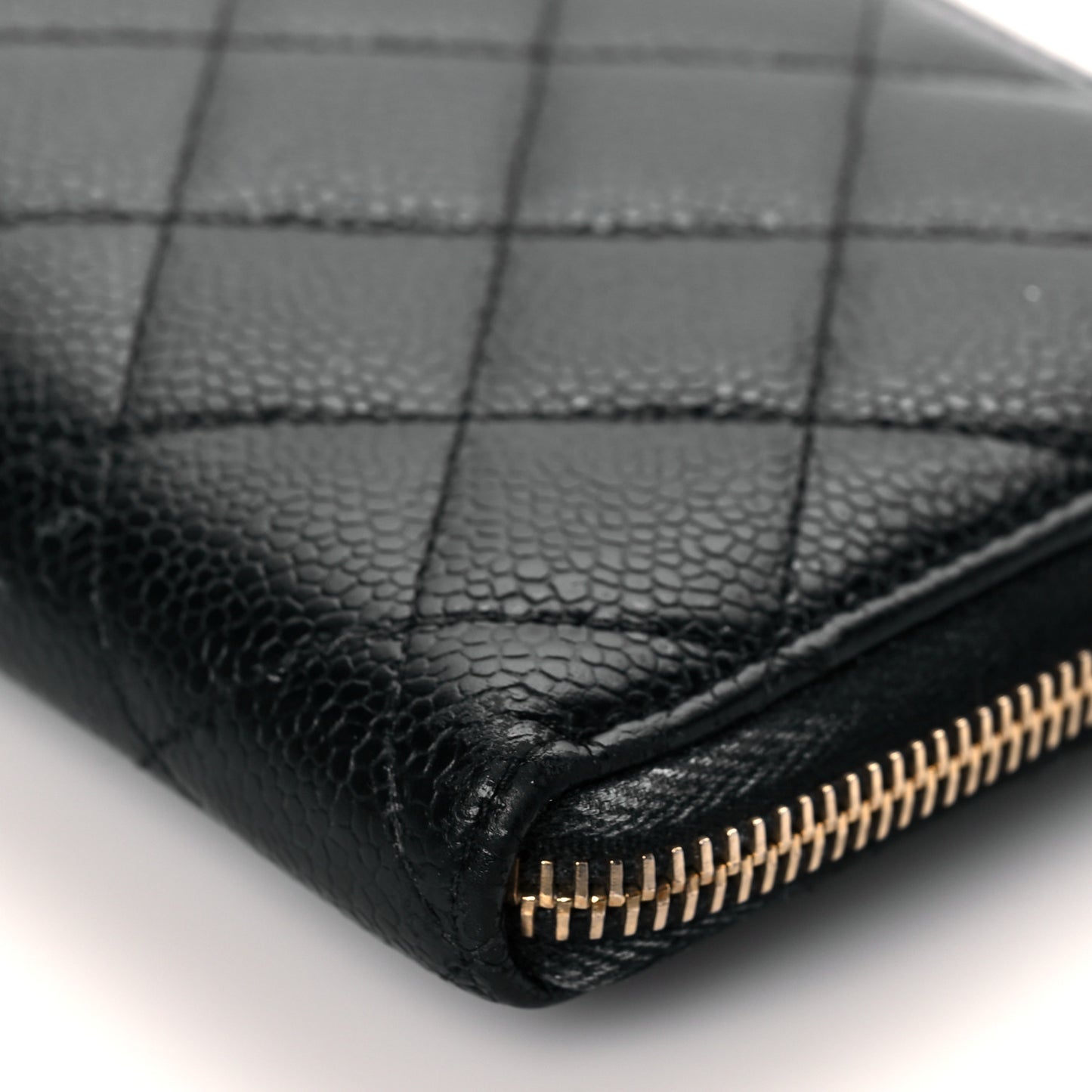 Caviar Quilted Large Gusset Zip Around Wallet Black