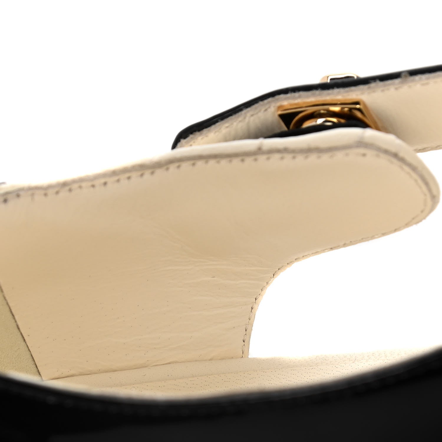 Chanel Patent Lambskin Quilted Cap Toe Ballerina Flats 36 Ivory Black 8 of 9