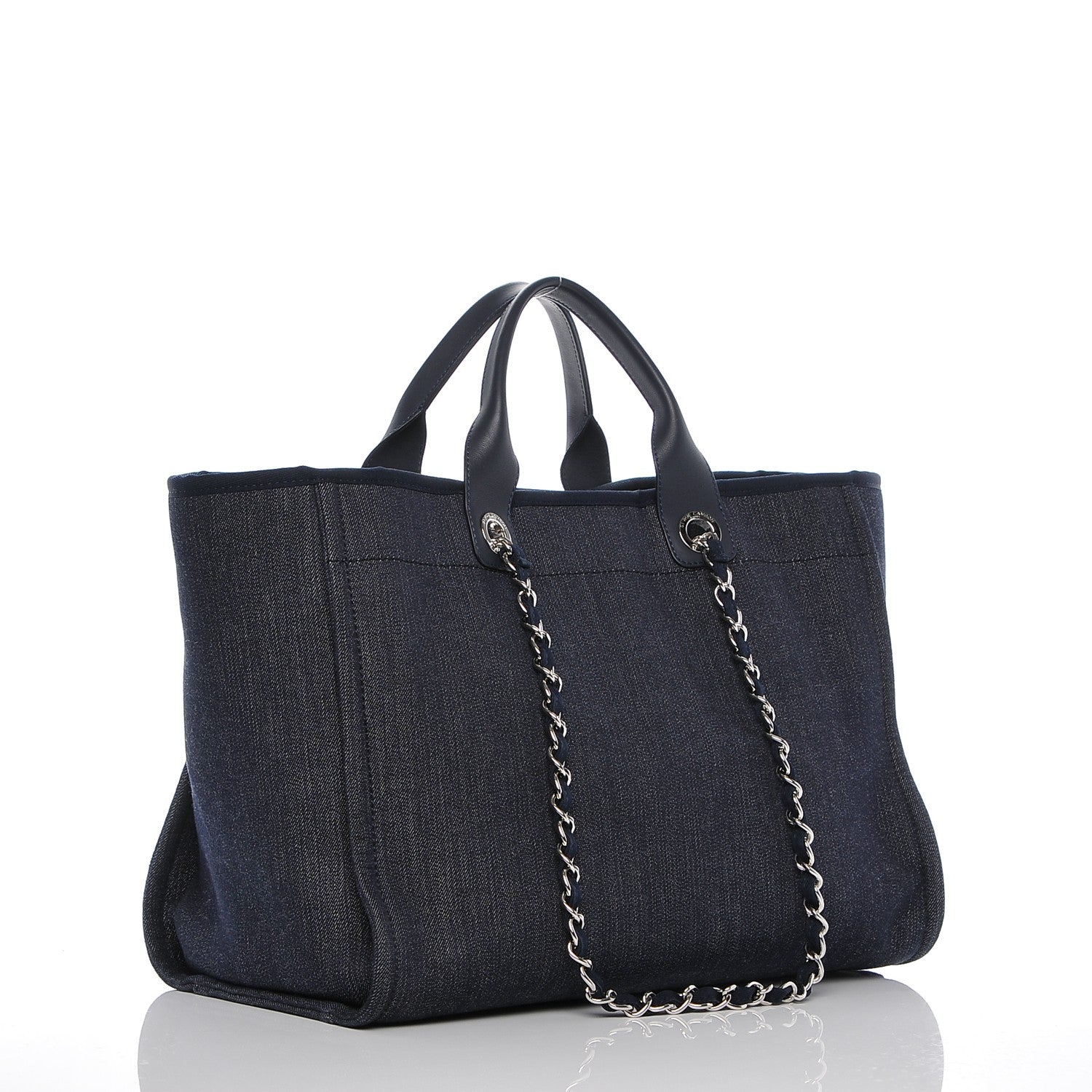 Chanel Canvas Large Deauville Tote Dark Blue 4 of 8