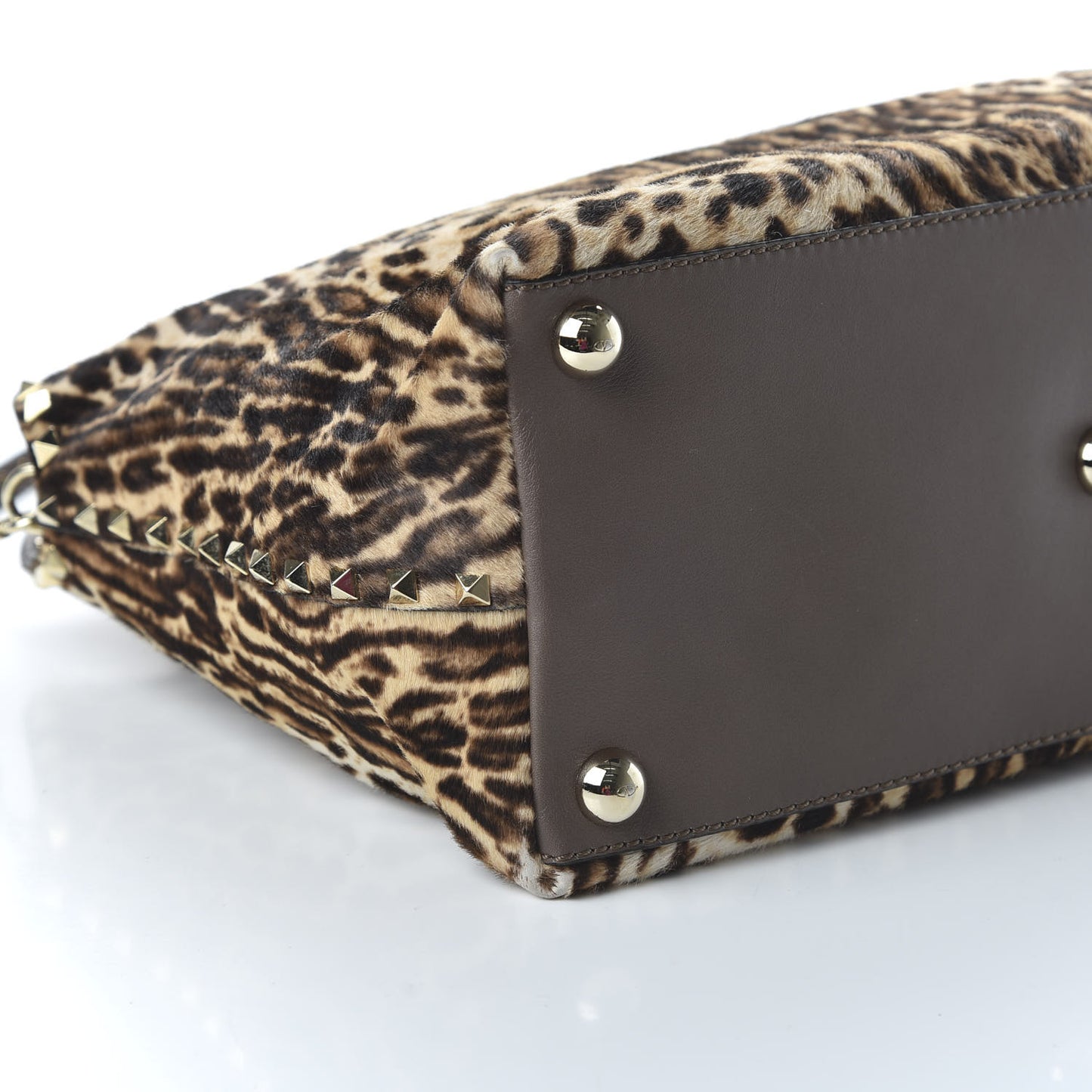 Calf Hair Cavallino Animal Rockstud Dome Satchel Leopard