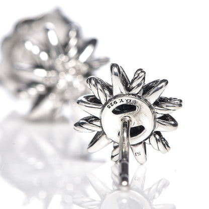 David Yurman Sterling Silver Diamond 10mm Starburst Earrings 4 of 4