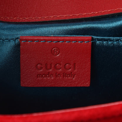 Gucci Velvet Matelasse Mini GG Marmont Shoulder Bag Hibiscus Red 6 of 10