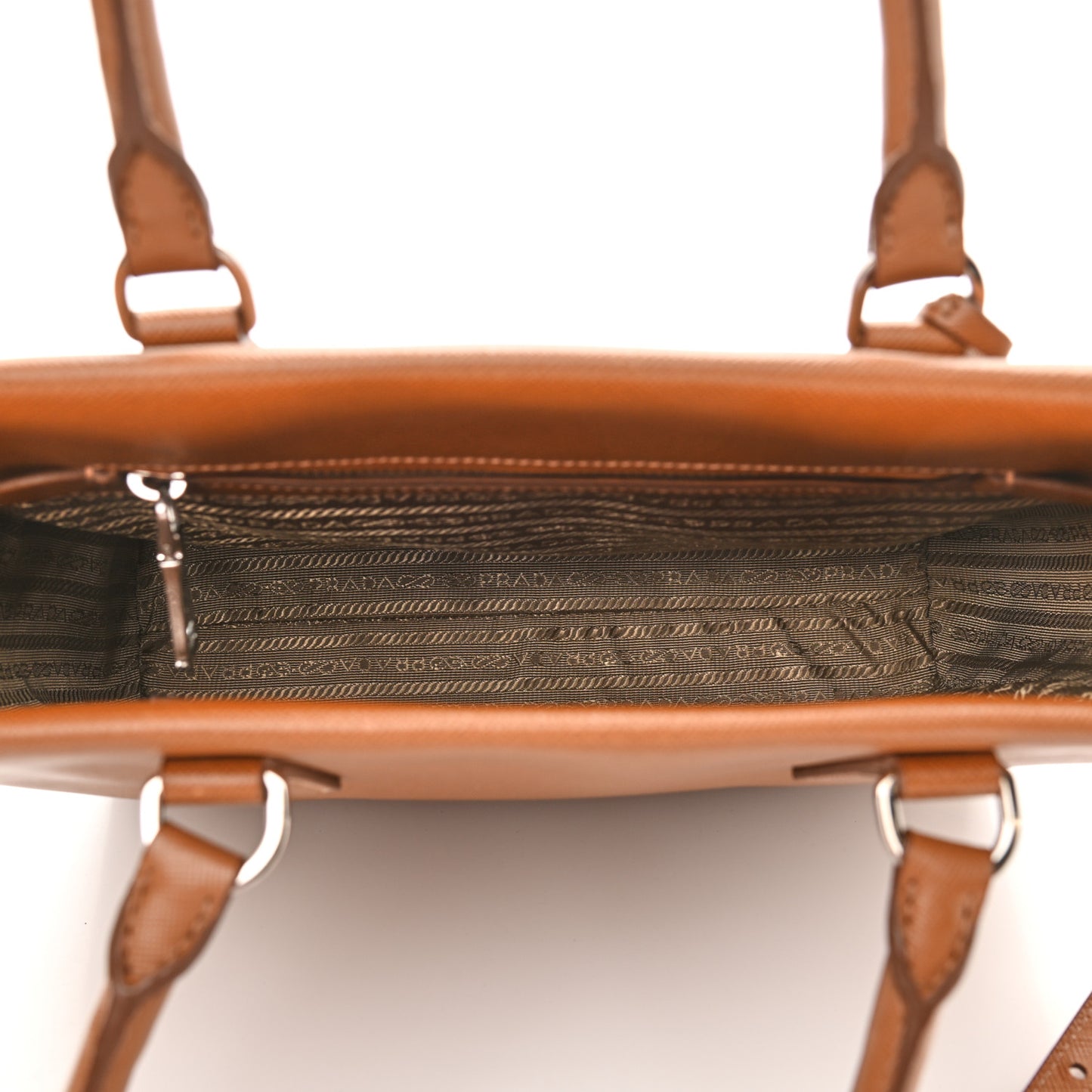 Saffiano Lux Double Handle Shopping Tote Caramel
