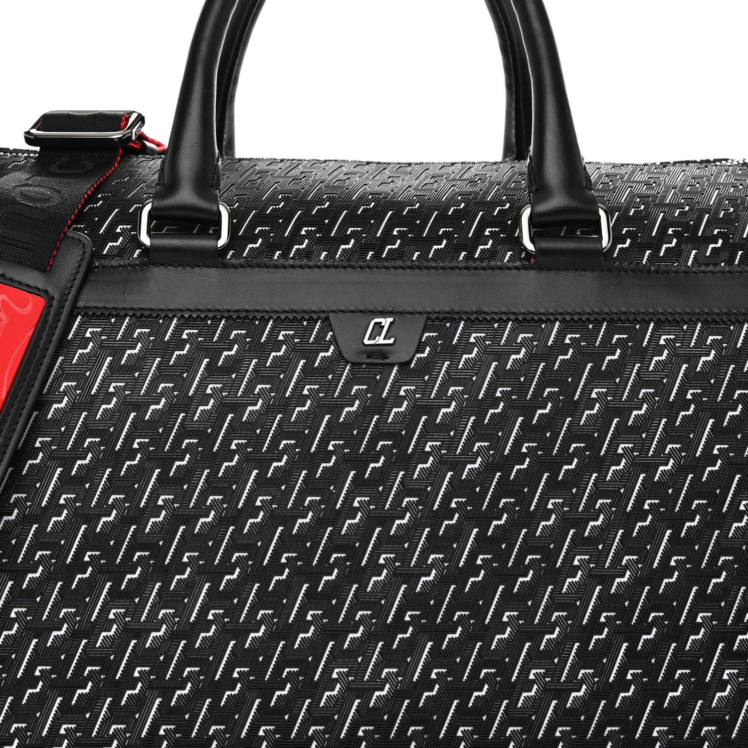 Christian Louboutin Studded Techno CL Sneakender Duffle White Black 7 of 9