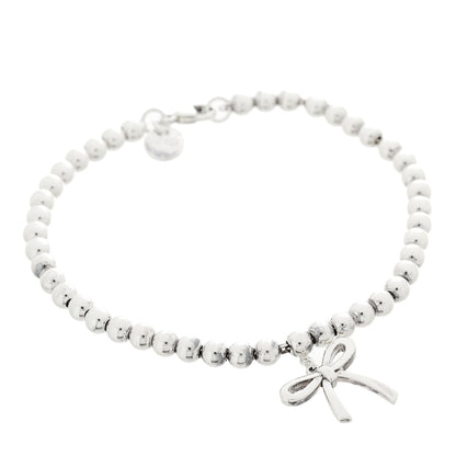 Tiffany Sterling Silver 4mm Bow Bead Bracelet 1 of 4