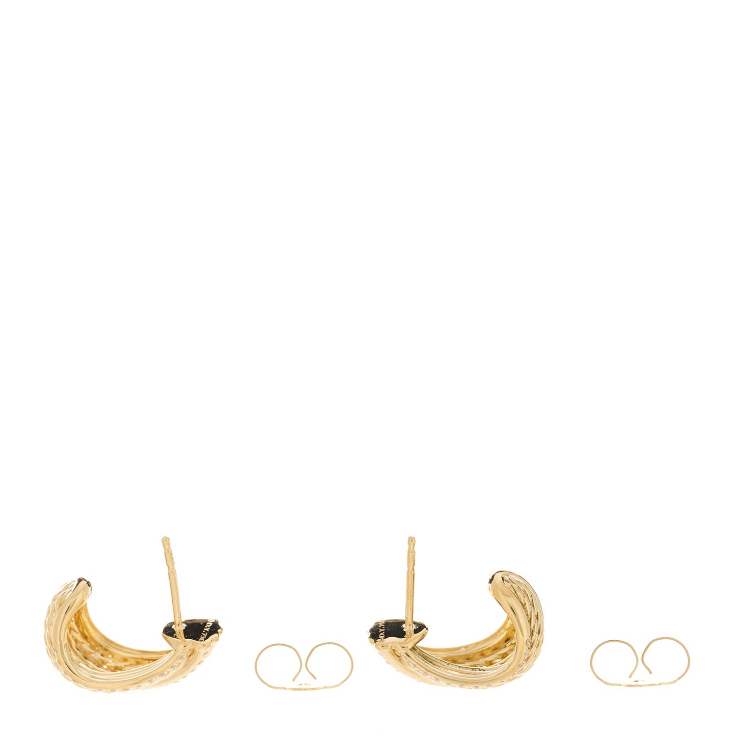 18K Yellow Gold Diamond Origami Shrimp Earrings