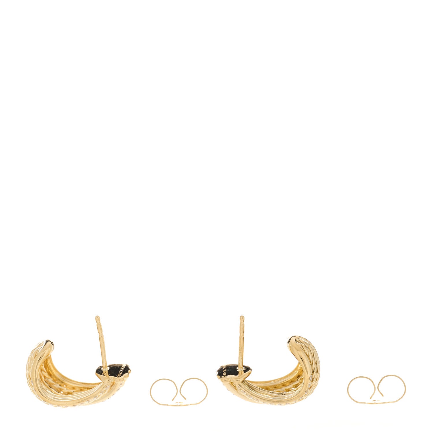 David Yurman 18K Yellow Gold Diamond Origami Shrimp Earrings 3 of 4