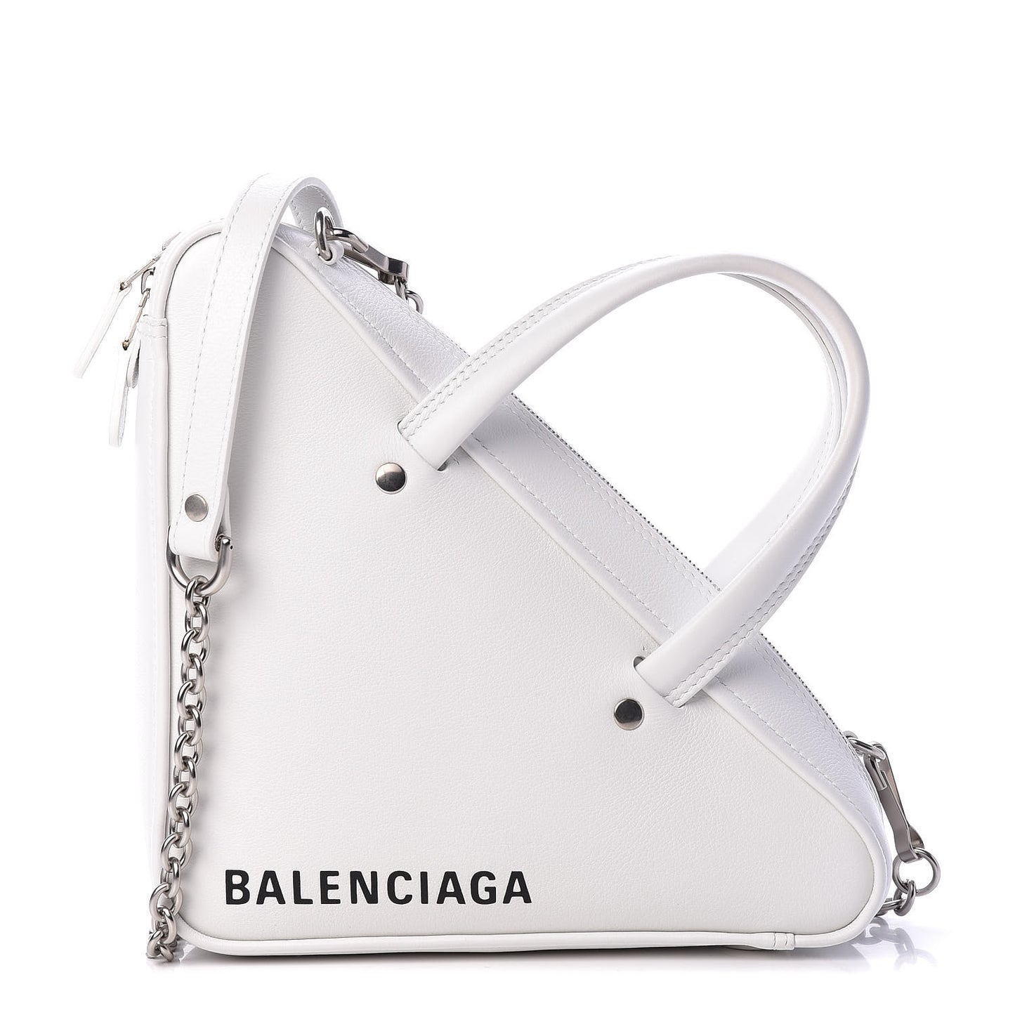 Calfskin XS Triangle Chain Duffle White