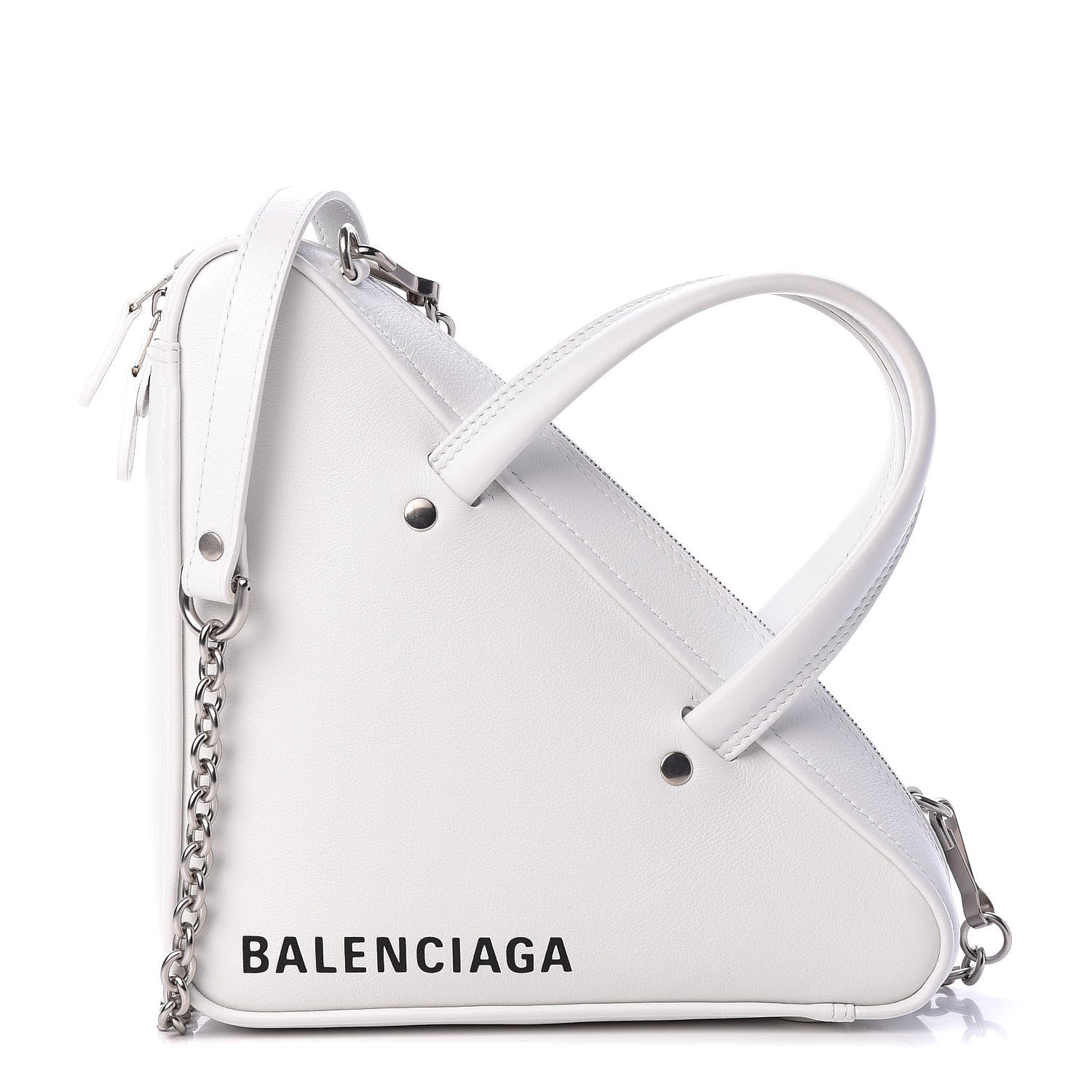 Balenciaga Calfskin XS Triangle Chain Duffle White 1 of 10