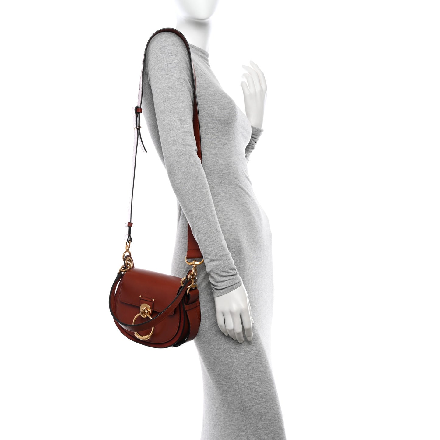 Calfskin Small Tess Bag Sepia Brown