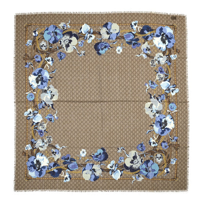 Gucci Wool Jacquard GG Monogram Big Panshie Fringe Shawl Sapphire Beige 1 of 4
