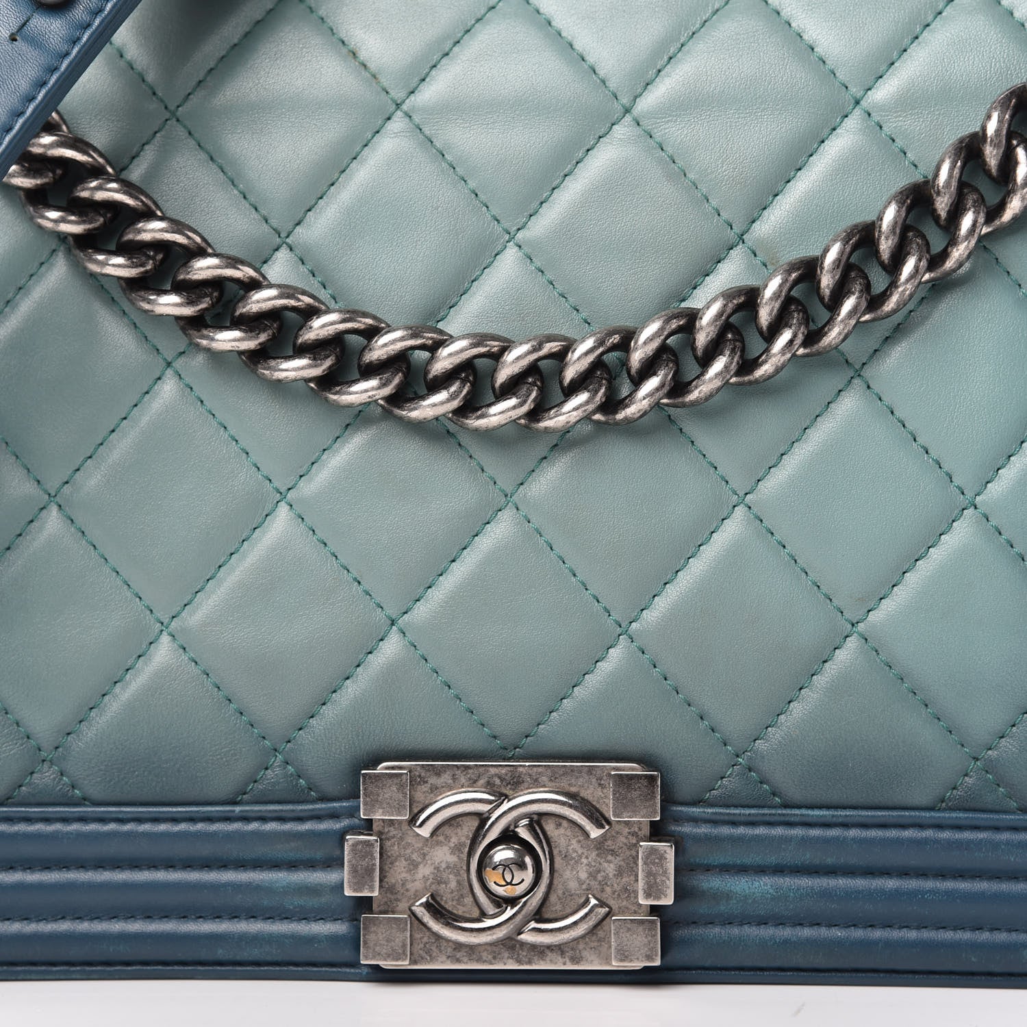 Chanel Calfskin Ombre Faded Quilted New Medium Boy Flap Green 10 of 10