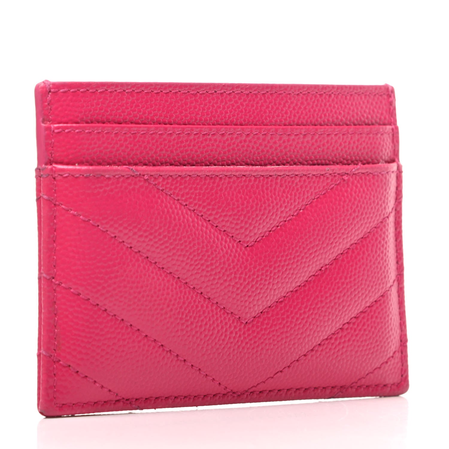 Saint Laurent Grain De Poudre Matelasse Chevron Monogram Credit Card Case Bubblegum 3 of 6