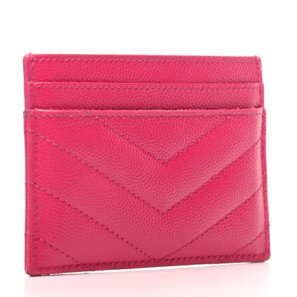 Saint Laurent Grain De Poudre Matelasse Chevron Monogram Credit Card Case Bubblegum 3 of 6