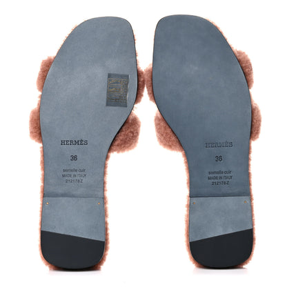 Hermes Woolskin Oran Sandals 36 Rose Aube 5 of 8