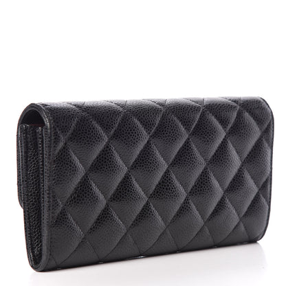Chanel Caviar Quilted Large Gusset Flap Wallet Black 3 of 10