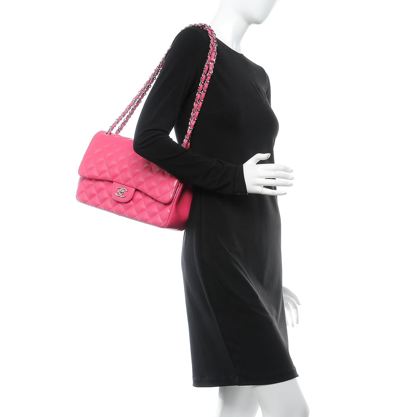 Lambskin Quilted Jumbo Double Flap Dark Pink