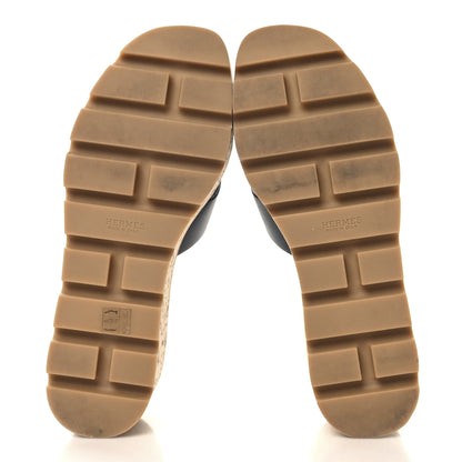 Hermes Calfskin Cork Eze 30 Sandals 36 Black 6 of 9