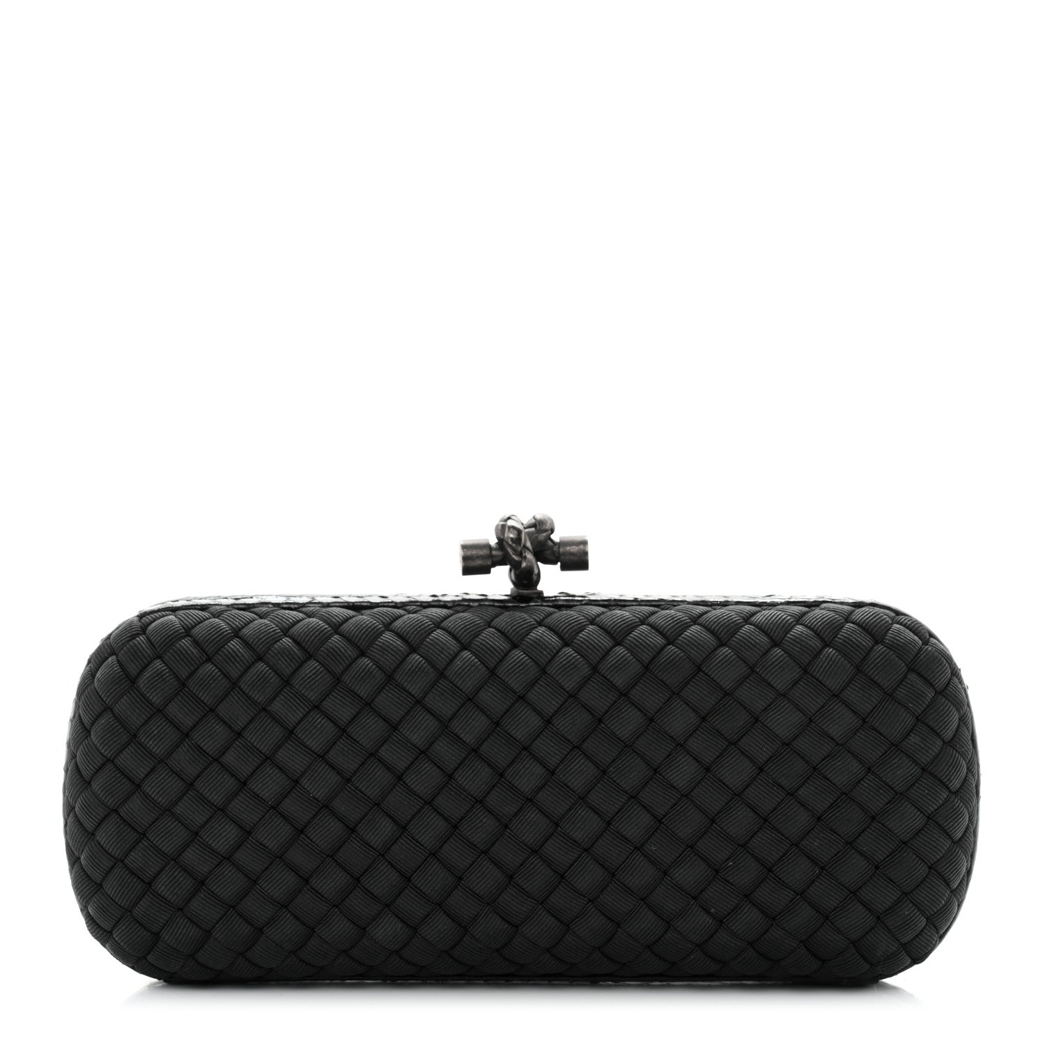 Bottega Veneta Satin Ayers Intreccio Impero Stretch Knot Clutch Black 1 of 9